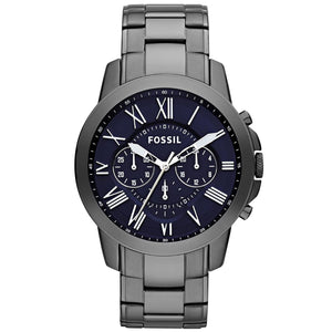 Fossil Grant Chronograph Blue Dial Grey Steel Strap Watch for Men - FS4831 Authentic Buy Shop Now