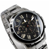 Fossil Grant Chronograph Black Dial Silver Steel Strap Watch for Men - FS4994 Authentic Buy Shop Now