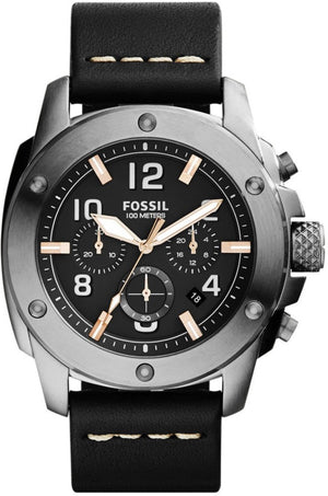 Fossil Modern Machine Chronograph Black Dial Black Leather Strap Watch for Men - FS4928 Authentic Buy Shop Now