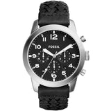 Fossil Pilot 54 Chronograph Black Dial Black Leather Strap Watch for Men - FS5181 Authentic Buy Shop Now