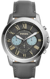 Fossil Grant Chronograph Gunmetal Grey Dial Grey Leather Strap Watch for Men - FS5183 Authentic Buy Shop Now