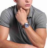 Fossil Grant Chronograph Blue Dial Brown Leather Strap Watch for Men - FS5210 Authentic Buy Shop Now