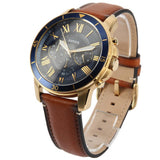 Fossil Grant Sport Chronograph Blue Dial Brown Leather Strap Watch for Men - FS5268 Authentic Buy Shop Now