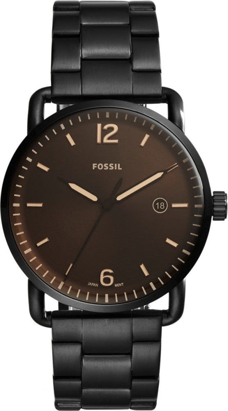 Fossil The Commuter Brown Dial Black Steel Strap Watch for Men - FS5277 Authentic Buy Shop Now