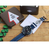 Fossil Grant Chronograph Blue Dial Blue Leather Strap Watch for Men - FS5373 Authentic Buy Shop Now