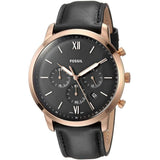 Fossil Neutra Chronograph Black Dial Black Leather Strap Watch for Men - FS5381 Authentic Buy Shop Now
