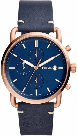 Fossil The Commuter Blue Dial Blue Leather Strap Watch for Men - FS5404 Authentic Buy Shop Now