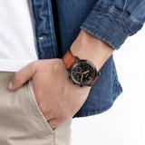 Fossil Goodwin Luggage Chronograph Black Dial Brown Leather Strap Watch for Men - FS5501 Authentic Buy Shop Now