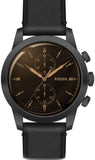 Fossil Goodwin Chronograph Black Dial Black Leather Strap Watch for Men - FS5585 Authentic Buy Shop Now