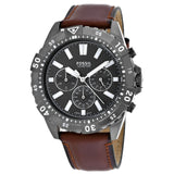 Fossil Garrett Chronograph Grey Dial Brown Leather Strap Watch for Men - FS5770 Authentic Buy Shop Now