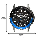 Fossil FB-01 Chronograph Black Dial Grey Steel Strap Watch for Men - FS5835 Authentic Buy Shop Now
