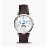 Fossil Neutra Minimalist Moonphase Silver Dial Brown Leather Strap Watch for Men - FS5905 Authentic Buy Shop Now