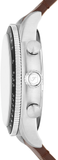 Fossil Sport Tourer Chronograph White Dial Brown Leather Strap Watch for Men - FS6042 Authentic Buy Shop Now