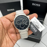 Hugo Boss Associate Black Dial Silver Steel Strap Watch for Men - 1513267 Authentic Buy Shop Now