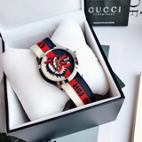 Gucci G Timeless Quartz White Red Blue Dial Multicolored NATO Strap Watch For Men - YA1264059 Authentic Buy Shop Now