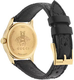 Gucci G Timeless Quartz Black Dial Black Leather Strap Watch For Women - YA126581A Authentic Buy Shop Now