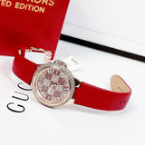 Michael Kors Camille Three Hand Crystals Rose Gold Dial Red Leather Strap Watch For Women - MK4701 Authentic Buy Shop Now