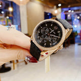 Michael Kors Tibby Multifunction Black Dial Black Leather Strap Watch For Women - MK6968 Authentic Buy Shop Now