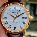 Tissot T Classic Carson Powermatic 80 White Dial Brown Leather Strap Watch for Men - T085.407.36.013.00 Authentic Buy Shop Now