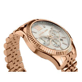 Michael Kors Lexington Chronograph White Dial Rose Gold Steel Strap Watch For Women - MK8313 Authentic Buy Shop Now