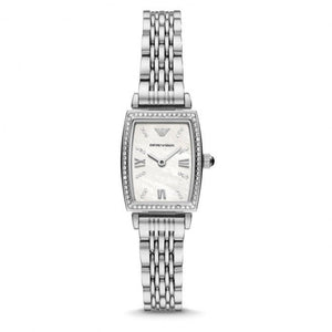 Emporio Armani Gianni T-Bar Quartz White Dial Silver Steel Strap Watch For Women - AR11405 Authentic Buy Shop Now