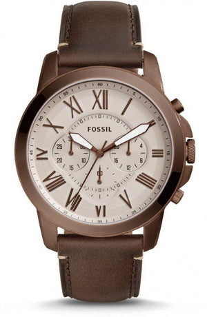 Fossil Grant Chronograph White Dial Brown Leather Strap Watch for Men - FS5344 Authentic Buy Shop Now