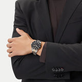 Emporio Armani World Explorer Solar Powered Chronograph Black Dial Two Tone Steel Strap Watch for Men - AR11680 Authentic Buy Shop Now