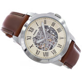 Fossil Grant Automatic Beige Skeleton Dial Brown Leather Strap Watch for Men - ME3099 Authentic Buy Shop Now