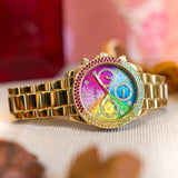 Guess Confetti Chronograph Rainbow Dial Gold Steel Strap Watch For Women - GW0483L4 Authentic Buy Shop Now