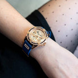 Guess Queen Quartz Crystals Rose Gold Dial Blue Silicone Strap Watch For Women - GW0536L5 Authentic Buy Shop Now