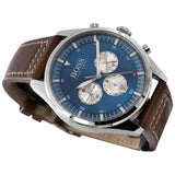 Hugo Boss Pioneer Chronograph Blue Dial Brown Leather Strap Watch For Men - 1513709 Authentic Buy Shop Now