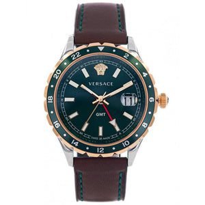 Versace Hellenyium Green Dial Brown Leather Strap Watch for Men - V11090017 Authentic Buy Shop Now