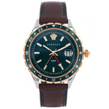 Versace Hellenyium Green Dial Brown Leather Strap Watch for Men - V11090017 Authentic Buy Shop Now