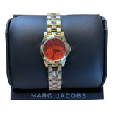 Marc Jacobs Henry Dinky Red Dial Gold Steel Strap Watch for Women - MBM3202 Authentic Buy Shop Now
