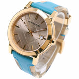 Burberry Heritage Gold Dial Blue Leather Strap Watch for Women - BU9112 Authentic Buy Shop Now