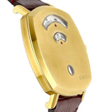 Gucci Grip Yellow Gold Dial Maroon Leather Strap Unisex Watch - YA157411 Authentic Buy Shop Now