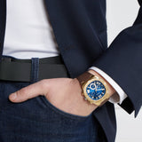 Guess Headline Chronograph Blue Dial Brown Silicone Strap Watch For Men - GW0571G5 Authentic Buy Shop Now