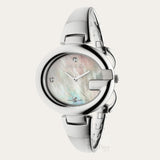 Gucci Guccissima Diamonds Mother of Pearl Dial Silver Steel Strap Watch For Women - YA134303 Authentic Buy Shop Now