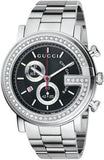 Gucci G Chrono Diamonds Black Dial Silver Steel Strap Watch For Men - YA101324 Authentic Buy Shop Now