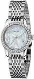 Gucci G Timeless Diamonds Mother of Pearl Dial Silver Mesh Bracelet Watch For Women - YA126508 Authentic Buy Shop Now