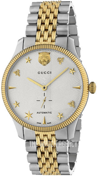 Gucci G Timeless Automatic White Dial Two Tone Steel Strap Watch for Men - YA126356 Authentic Buy Shop Now