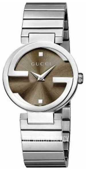 Gucci Interlocking G Brown Dial Silver Steel Strap Watch For Women - YA133506 Authentic Buy Shop Now