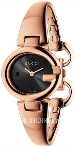 Gucci Guccissima Collection Quartz Black Dial Rose Gold Steel Strap Watch For Women - YA134509 Authentic Buy Shop Now