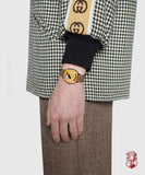Gucci Grip Disney Mickey Mouse Gold Dial Brown Leather Strap Watch For Women - YA157420 Authentic Buy Shop Now
