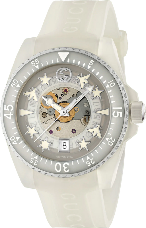 Gucci Dive Automatic White Dial White Rubber Strap Unisex Watch - YA136342 Authentic Buy Shop Now