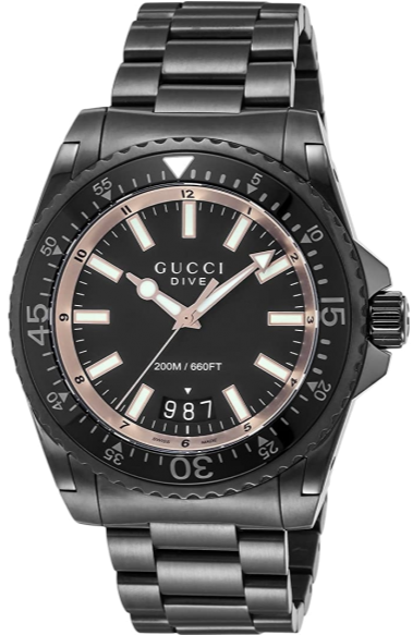 Gucci Dive Quartz Black Dial Black Steel Strap Watch For Men - YA136213 Authentic Buy Shop Now