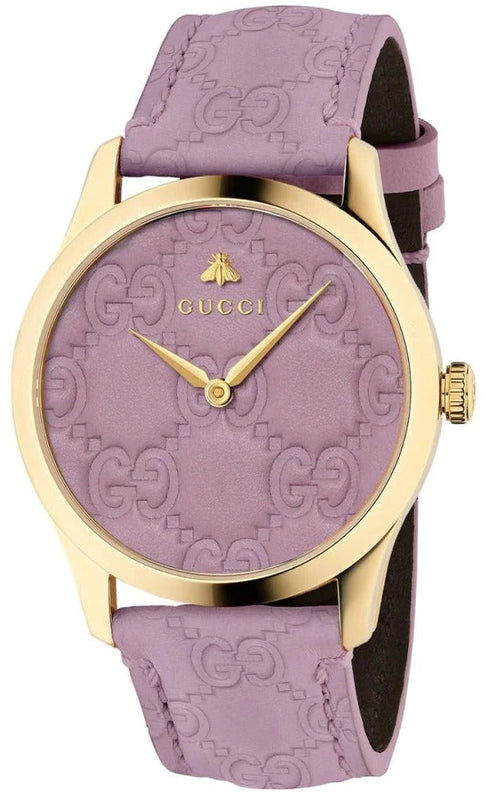 Gucci G Timeless Quartz Lilac Dial Lilac Leather Strap Watch For Women - YA1264098 Authentic Buy Shop Now