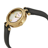 Gucci Diamantissima Mother of Pearl Dial Black Leather Strap Watch For Women - YA141505 Authentic Buy Shop Now