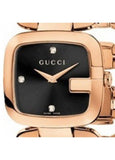 Gucci G Gucci Diamonds Black Dial Rose Gold Steel Strap Watch For Women - YA125409 Authentic Buy Shop Now