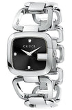 Gucci G Gucci Diamonds Black Dial Silver Steel Strap Watch For Women - YA125406 Authentic Buy Shop Now